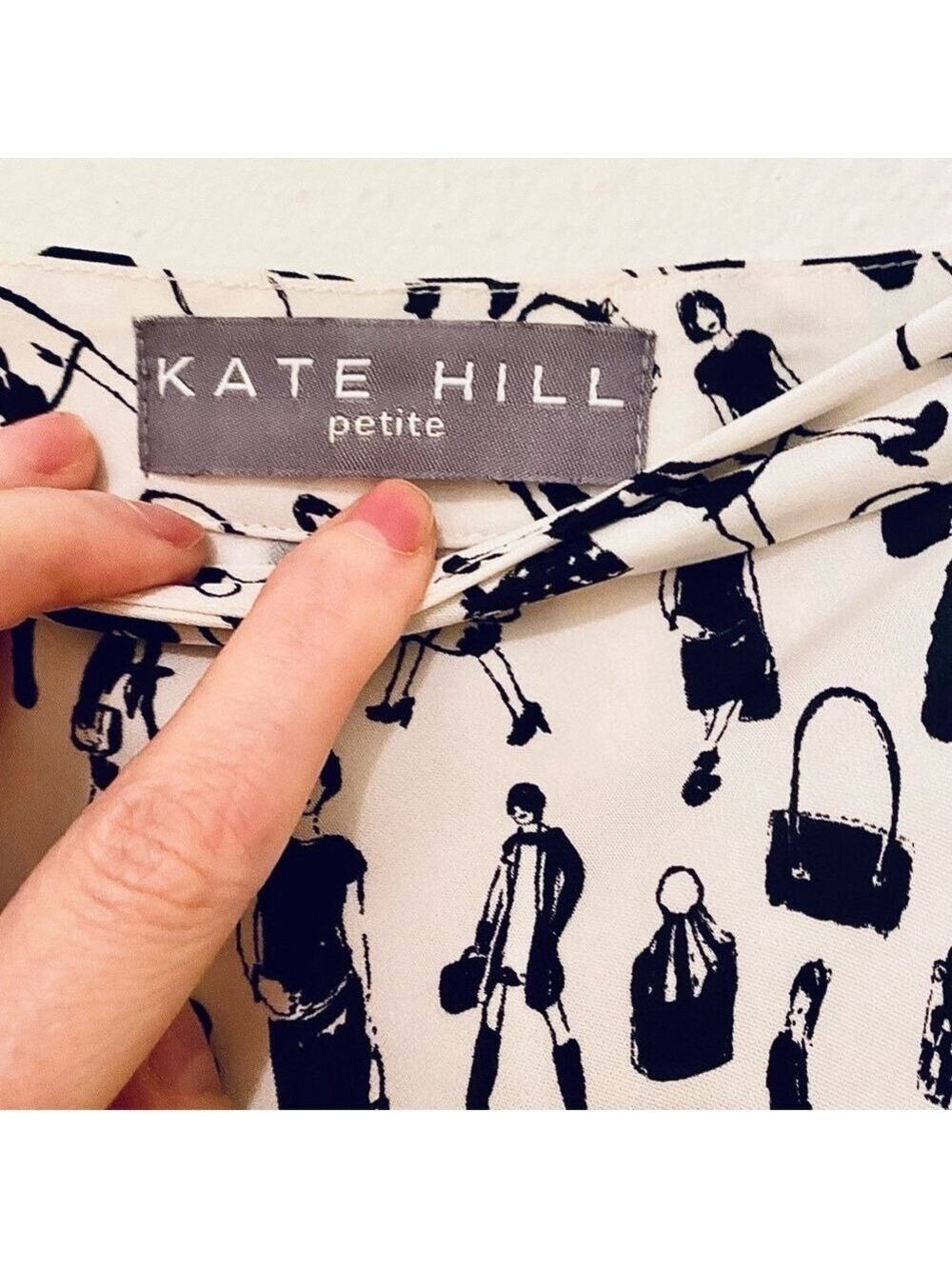 Kate Hill Silk Black and White Skirt Petite - Picture 7 of 7